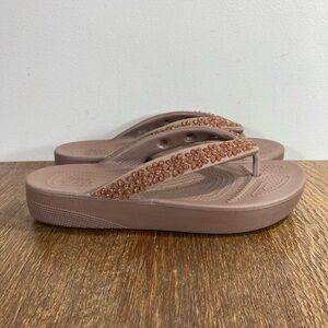 Crocs Monterey Diamanté Bronze Jewel 8 Thong Platform Women’s Size 9